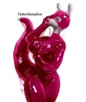  2022 alien alien_humanoid ambiguous_species animate_inanimate black_and_white bodysuit breasts clothing curvy_figure digital_drawing_(artwork) digital_media_(artwork) female hi_res high_heels humanoid impossible_clothing inflatable living_inflatable model_sheet monochrome pink_clothing rubber rubber_clothing rubber_suit skinsuit slime solo tatterdemalion thick_tail tight_clothing wide_hips 