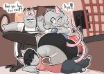  2020 anthro big_butt bottom_heavy breasts butt clothed clothing dialogue elisa_(maddeku) english_text female hi_res huge_butt huge_hips huge_thighs hyper hyper_butt maddeku male mammal murid murine overweight overweight_female rat rodent size_difference stepped_on text thick_thighs tongue tongue_out wide_hips 