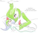  2_horns age_difference arms_by_side blush bodily_fluids breasts cigarette crying dialogue duo ejaculation erection eyes_closed female forced gardevoir genitals green_hair hair hair_over_eye handjob head_on_arm head_on_pillow horn humanoid incest_(lore) interspecies larger_female looking_at_another looking_at_partner lying male male/female navel nintendo older_female on_back on_ground on_side one_eye_obstructed open_mouth penile penis pillow pok&eacute;mon pok&eacute;mon_(species) psycodraws ralts rape red_eyes sex shaking size_difference smaller_male smile smoking tapering_penis tears teeth_visible tremble_spikes video_games white_body young younger_male 