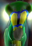  absurd_res arthropod blue_rope bound curvy_figure exoskeleton female green_body headlights hi_res insect_wings insectoid_dragon outside public rope shell solo solo_focus sufficient_gravitas tail wide_hips wings 