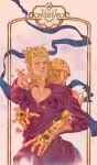  2boys absurdres arrow_(jojo) blonde_hair braid bug flower giorno_giovanna gold_experience green_eyes highres jojo_no_kimyou_na_bouken ladybug male_focus multiple_boys outstretched_hand petals ribbon stand_(jojo) vento_aureo vesta_zc 