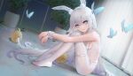  +_+ 1girl :3 animal_ears azur_lane bangs bare_shoulders blue_eyes blush breast_curtains breasts bug butterfly cirilla_lin closed_mouth creature curtains dutch_angle eyebrows_visible_through_hair fake_animal_ears full_body hairband highres indoors le_malin_(azur_lane) le_malin_(listless_lapin)_(azur_lane) leotard long_hair looking_at_viewer manjuu_(azur_lane) no_shoes official_alternate_costume on_floor pantyhose plant playboy_bunny potted_plant rabbit_ears silver_hair sitting small_breasts smile solo_focus thigh_strap very_long_hair white_hairband white_legwear white_leotard wrist_cuffs 