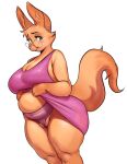  2022 anthro belly big_breasts blush breasts canid canine cleavage clothed clothing diane_foxington dreamworks eyelashes eyewear female fox glasses green_eyes hi_res inner_ear_fluff looking_at_viewer mammal msvondran slightly_chubby solo the_bad_guys thick_thighs tuft 