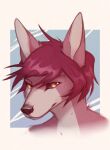  2022 anthro black_nose canid canine canis digital_media_(artwork) fur hair mammal red_body red_fur red_hair solo wolf yshanii 