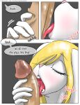  anthro blonde_hair bodily_fluids comic english_text fellatio female genitals hair human incest_(lore) lagomorph leporid mammal oral penile penis rabbit red_eyes saliva sex solo sucking teeth text tondue tosun whiner 