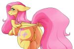  anus equid equine erroremma female feral fluttershy_(mlp) friendship_is_magic genitals green_eyes hair hasbro hi_res horse mammal my_little_pony pegasus pink_hair pony presenting presenting_anus presenting_pussy pussy shy smile solo wings yellow_body 