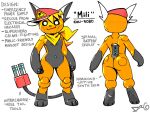  ailurid android animatronic bottomless clothed clothing countershading durg_(artist) durglet gloves_(marking) grey_body grey_countershading hat headgear headwear leg_markings machine mammal markings mili_raichu multicolored_body neckerchief orange_body plug rat_tail red_clothing red_hat red_headwear red_panda robot simple_background socks_(marking) text two_tone_body white_background 