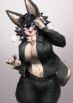  absurd_res anthro big_breasts black_hair blush bodily_fluids braless breasts canid canine cleavage_cutout clothed clothing eyewear eyewear_on_head female fur hair hi_res kemono mammal multicolored_body multicolored_fur open_clothing open_shirt open_topwear shirt simple_background sleepiness18 solo sunglasses sunglasses_on_head sweat sweaty_breasts topwear two_tone_body two_tone_fur walking 