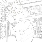  2013 anthro balcony belly big_belly bulge can canid canine canis clothing container domestic_dog eyes_closed humanoid_hands kemono male mammal moobs navel nipples outside overweight overweight_male shimm solo underwear young 