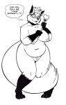  anthro belly big_breasts breasts canid canine crown curvy_figure dialogue digitigrade eyewear female fox genitals glasses gloves_(marking) hi_res jamil_gonzalez leg_markings looking_at_viewer mammal markings monochrome nakhta navel nerd nipples nude overweight overweight_anthro overweight_female pussy shy socks_(marking) solo talking_to_viewer thick_thighs wand wide_hips 