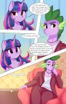  absurd_res anthro anthrofied clothed clothing dragon equid equine female friendship_is_magic hi_res horn male mammal my_little_pony panties shirt spike_(mlp) topwear twilight_sparkle_(mlp) underwear unicorn xjenn9 