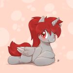  2022 absurd_res blush digital_media_(artwork) equid equine feral hair hasbro hi_res horn looking_at_viewer louart mammal my_little_pony red_eyes red_hair signature solo unicorn unicorn_horn wings 