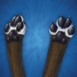  1:1 ambiguous_form ambiguous_gender black_claws black_pawpads brown_body brown_fur claws feet foot_focus fur glistening glistening_claws glistening_pawpads pawpads simple_background skyelegs solo white_body white_fur white_toes 