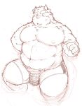  2014 anthro belly big_belly bottomwear bovid bovine cattle clothing humanoid_hands kemono male mammal moobs nipples overweight overweight_male shimm shorts simple_background sitting sketch solo 