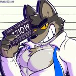  1:1 2022 4_fingers anthro big_muscles big_pecs black_eyes brown_body brown_fur canid canine canis chest_tuft clothed clothing digital_media_(artwork) dreamworks eyebrows fingers fizzyjay fur grin head_tuft hi_res looking_at_viewer male mammal mr._wolf_(the_bad_guys) muscular muscular_anthro muscular_male pecs simple_background smile solo teeth the_bad_guys topwear tuft wolf yellow_eyes yellow_sclera 