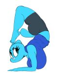  anthro big_breasts big_butt blue_body bottomwear breasts butt cartoon_network clothing domestic_cat felid feline felis female flexible handstand huge_breasts looking_back mammal neom-daddy nicole_watterson shirt shorts solo tank_top the_amazing_world_of_gumball topwear 