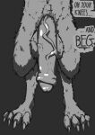  absurd_res anthro balls big_balls claws dominant genitals hi_res huge_balls hyper male muscular muscular_male pubes solo solo_focus text toe_claws zonkerdoodledoo 