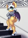  3:4 absurd_res animal_print anthro big_breasts big_butt breasts butt chiropteran clothed clothing female hi_res high_heels leotard mammal omegasunburst rouge_the_bat sega short_stack solo sonic_the_hedgehog_(series) zebra_print 