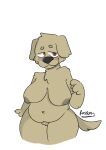  anthro arms_by_side bernedoodle big_breasts blush breasts canid canine canis domestic_dog fur gynomorph hi_res intersex mammal nails orange_eyes small_tail smile solo talking_ben thick_thighs unknown_artist yellow_body yellow_ears yellow_fur yellow_skin yellow_tail 