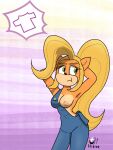  activision anthro bandicoot blonde_eyebrows blonde_hair breasts clothed clothing coco_bandicoot crash_bandicoot_(series) eyebrows eyelashes female fur green_eyes hair hidrox mammal marsupial multicolored_body multicolored_fur nipples one_breast_out orange_body orange_fur pink_nipples solo solo_focus tan_body tan_fur topless two_tone_body two_tone_fur video_games 