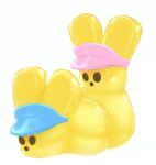  absurd_res ambiguous_gender butt candy dessert easter food food_creature from_behind_position hi_res holidays inanimate_object lagomorph low mammal marshmallow peeps sex squish visor 