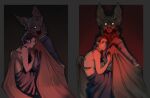  anthro awkwardos bat_ears bat_nose bat_wings bite blood blood_covered blood_on_face blood_on_mouth blood_on_neck blood_on_shoulder bodily_fluids chiropteran clothed clothing cuddling duo elena_(validheretic) embrace fangs female glowing glowing_eyes hi_res hug human looking_at_another looking_at_viewer male male/female mammal membrane_(anatomy) membranous_wings microchiropteran multiple_images neck_tuft phyllostomid robe shoulder_bite topless tuft vampire_bat winged_arms wings yangochiropteran yellow_eyes 