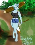  absurd_res allison_timber anthro axe canid canine clothed clothing female hi_res log mainarts mammal melee_weapon muscular sketchywolf-13 solo weapon were werecanid werecanine werewolf wood 