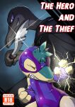  absurd_res anthro charmander cloak clothing comic costume duo english_text fan_character hi_res knife lightning nintendo pok&eacute;mon pok&eacute;mon_(species) primal_(infycharmander) ryme_(totodice1) salazzle text video_games voidtails 