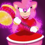  3barts absurd_res amy_rose anthro big_breasts breasts confident curvy_figure eulipotyphlan female female/female hammer hedgehog hi_res hourglass_figure lightning mammal sega solo sonic_the_hedgehog_(film) sonic_the_hedgehog_(series) tools wide_hips 