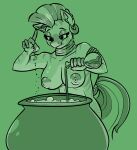  absurd_res alchemist alchemy anthro big_breasts breasts cauldron cutie_mark dust ear_piercing equid equine female friendship_is_magic gem hi_res jar looking_down mammal my_little_pony neck_ring nude piercing pouring simple_background solo witchtaunter zebra zecora_(mlp) 