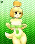  absurd_res animal_crossing anthro bell big_breasts blush blush_stickers breast_squish breasts canid canine canis clothing dark_templar_(artist) domestic_dog female hi_res isabelle_(animal_crossing) looking_at_viewer mammal nintendo nipple_outline panties shih_tzu solo squish toy_dog underwear video_games 