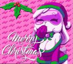  animated anthro big_breasts black_lipstick blowing_kiss breasts christmas christmas_clothing christmas_headwear cleavage clothed clothing collar digital_media_(artwork) eyes_closed female fur green_clothing green_ribbon hat headgear headwear holidays holly_(plant) lagomorph leporid lipstick makeup mammal merry_christmas pink_accessory pink_clothing pink_nose pixel_(artwork) pixel_animation plant rabbit roxy_(senorkah) santa_hat senorkah solo white_body white_fur 