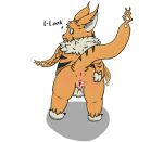  anus bandai_namco butt claws digimon digimon_(species) female feral fur genitals hi_res meicoomon multicolored_body multicolored_fur neck_tuft open_mouth pussy schattenflamme solo spread_pussy spreading standing text tuft 
