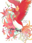  akadako animal_focus bird claws closed_mouth commentary_request dated_commentary feathered_wings flower from_side highres ho-oh no_humans one-hour_drawing_challenge partial_commentary pokedex_number pokemon pokemon_(creature) profile red_eyes red_flower red_wings solo white_background wings 
