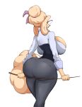  anthro big_breasts big_butt breasts butt canid canine canis clothed clothing domestic_dog eyewear female glasses jludragoon mammal mature_female poodle simple_background solo white_background 