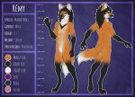  2019 anthro biped black_body black_eyebrows black_fur black_hair black_nose butt canid canine cheek_tuft chest_markings claws color_swatch crotch_tuft dated digitigrade ear_piercing ear_ring eyebrows facial_tuft fangs front_view fur gesture glistening glistening_nose glistening_pawpads gloves_(marking) grey_claws hair inner_ear_fluff leg_markings male mammal maned_wolf markings model_sheet neck_tuft open_mouth orange_body orange_ears orange_fur orange_tail pawpads piercing rear_view ring_piercing signature skyelegs socks_(marking) solo standing tuft waving white_body white_fur white_tail 