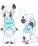  2015 ambiguous_gender anthro archived_source clothed clothing diaper digital_drawing_(artwork) digital_media_(artwork) english_text fur hair mammal monsterbunny pacifier signature simple_background sitting solo standing text young 