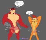  2022 abs activision anthro armpit_hair artariem ball_size_difference balls bandicoot biceps big_balls big_muscles big_pecs big_penis blue_eyes body_hair colored_sketch competition crash_bandicoot crash_bandicoot_(series) crunch_bandicoot cybernetic_arm cybernetic_limb digital_drawing_(artwork) digital_media_(artwork) duo facial_hair foreskin genitals goatee green_eyes hair hands_behind_head hi_res huge_muscles male male/male mammal marsupial muscular muscular_male orange_body pecs penis penis_size_difference penis_slap red_body red_hair saggy_balls shaking_balls shaking_penis size_difference sketch slap standing think_bubble video_games yellow_chest 