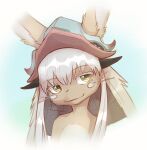  2022 anthro clothing digital_media_(artwork) fur green_eyes hair hat headgear headwear hi_res made_in_abyss nanachi narehate simple_background smile solo white_hair yshanii 