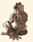  abs anthro beatriz_rebollo body_hair bottomwear canid canine chest_hair clothing hi_res male mammal muscular muscular_male nathan_(beatriz) nipples pants pecs shirtless sitting solo were werecanid werecanine werewolf 