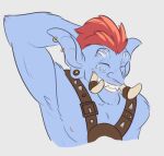  blizzard_entertainment ear_piercing eyes_closed low_res male nipples piercing smile smirk solo sqdicks troll tusks video_games warcraft zekhan 