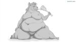  anthro banzai_(the_lion_king belly big_dom_small_sub breasts cave disney dominant eating eostex facesitting female food group growing hi_res hyaenid larger_female male mammal monochrome overweight overweight_female savanna shenzi size_difference solo squish stuffed_belly the_lion_king thick_thighs wide_hips 