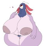  antennae_(anatomy) anthro areola arthropod big_breasts blue_hair breasts curvy_figure eyeless female front_view genitals hair hi_res huge_breasts insect monster nipples nixi_(vdisco) obese obese_anthro obese_female overweight overweight_anthro overweight_female pink_areola pink_nipples pubes pussy simple_background solo standing thick_thighs vdisco voluptuous white_background wide_hips 