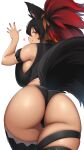  &lt;3 big_breasts big_butt black_hair blush breasts butt clothed clothing female hair hi_res licking licking_lips licking_own_lips looking_at_viewer looking_back looking_back_at_viewer self_lick solo suruga_(xsurugax) tongue tongue_out 