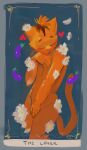  &lt;3 absurd_res anthro biped blush cheek_tuft eggplant eyes_closed facial_tuft flower food front_view fruit fur hair hi_res male orange_body orange_ears orange_fur orange_hair orange_tail oselotti pink_nose plant short_hair solo standing tuft white_flower 