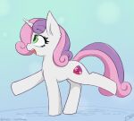  absurd_res aged_up cutie_mark endo_(artist) equid equine female feral friendship_is_magic green_eyes hair happy hasbro hi_res horn mammal my_little_pony purple_hair purple_tail signature solo sweetie_belle_(mlp) unicorn white_body 