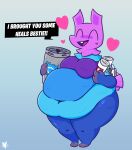  &lt;3 ^_^ animate_inanimate anthro bandage belly big_belly blue_body blue_fur breasts buckteeth camelid deep_navel english_text epic_games eyes_closed female flabby foamytail fortnite fur glistening_thighs hi_res holding_object huge_thighs keg living_pi&ntilde;ata llama llana_(fortnite) mammal navel neck_tuft overweight overweight_female pi&ntilde;ata pink_body pink_fur purple_body purple_fur shield_potion short_stack simple_background smile solo teeth text thick_thighs thigh_thighs tiny_feet tuft video_games 