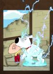  brian_griffin canid canine canis collar domestic_dog eyes_closed family_guy human kissing male male/male mammal penelles science_fiction size_difference solo stewie_griffin white_body 