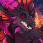  blitzdrachin claws conditional_dnp dragon fangs headshot horn looking_at_viewer low_res red_eyes smile smirk smug teeths wings 