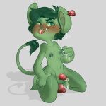  beast_boy chastity_cage chastity_device ear_piercing girly gummycummy humanoid male nipple_piercing nipples piercing solo 
